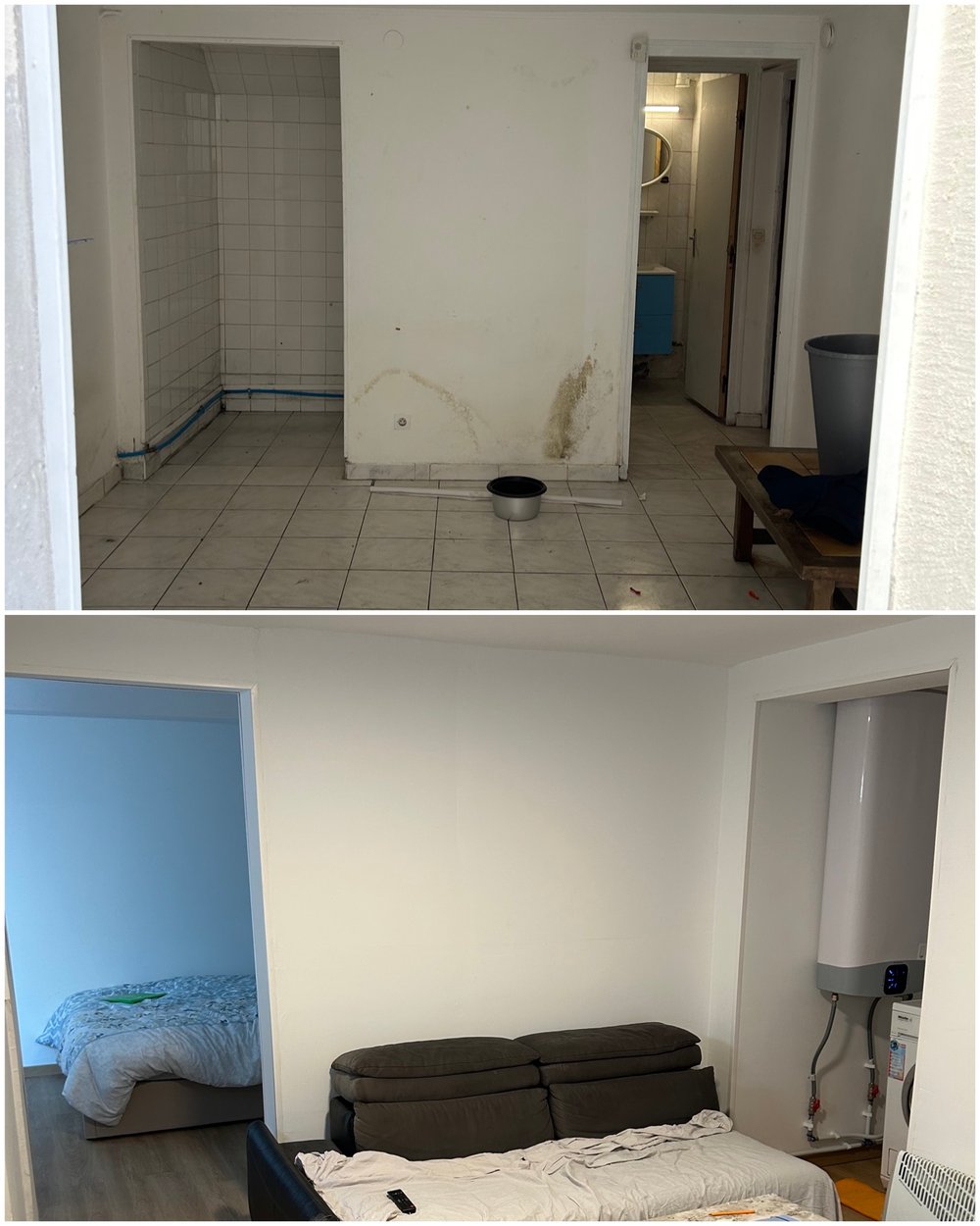 Rénovation pièce de vie avant après